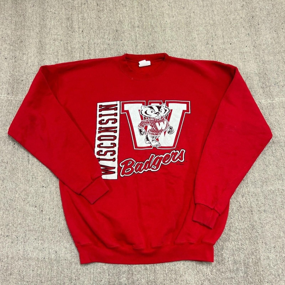 Vintage Wisconsin Badgers Sweatshirt Mens XL Red 1990s